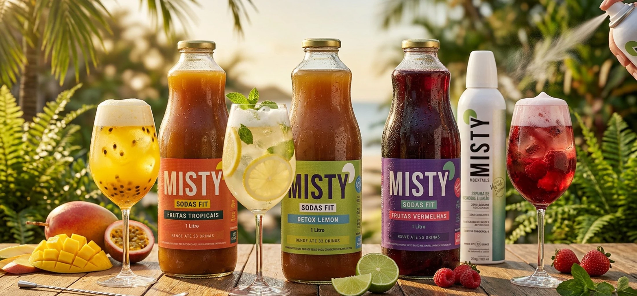 Linha MISTY Sodas Fit com frutas e bebidas